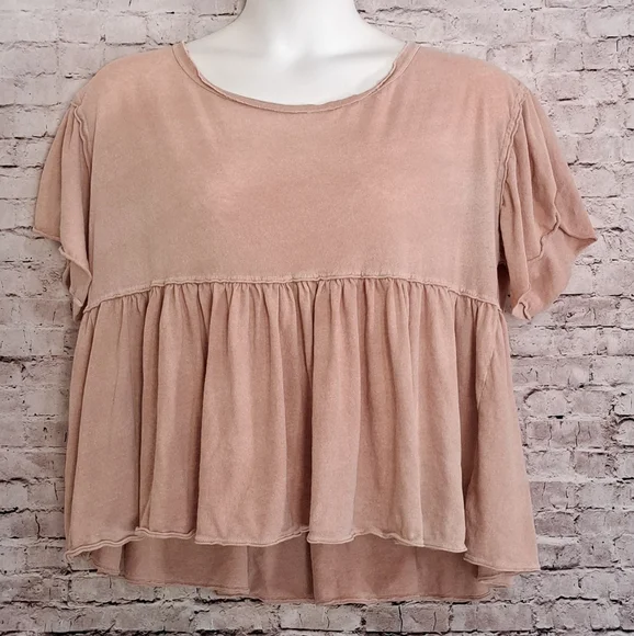 We The Free Babydoll Top 100% Cotton Large Blush - Picture 1 of 14